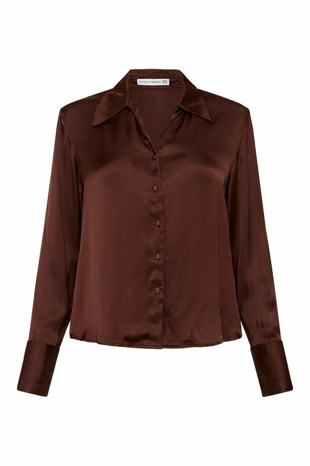 Women Faithfull The Brand Tops Francisca Shirt Dark Truffle 8211 Faithfull The Brand