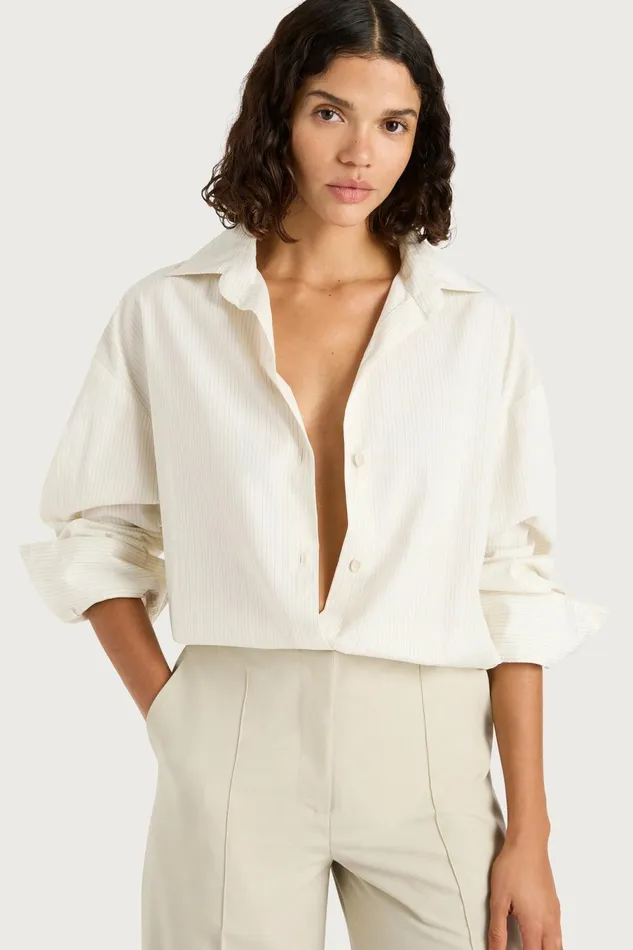 Women Faithfull The Brand Tops Freja Shirt Cream Pinstripe