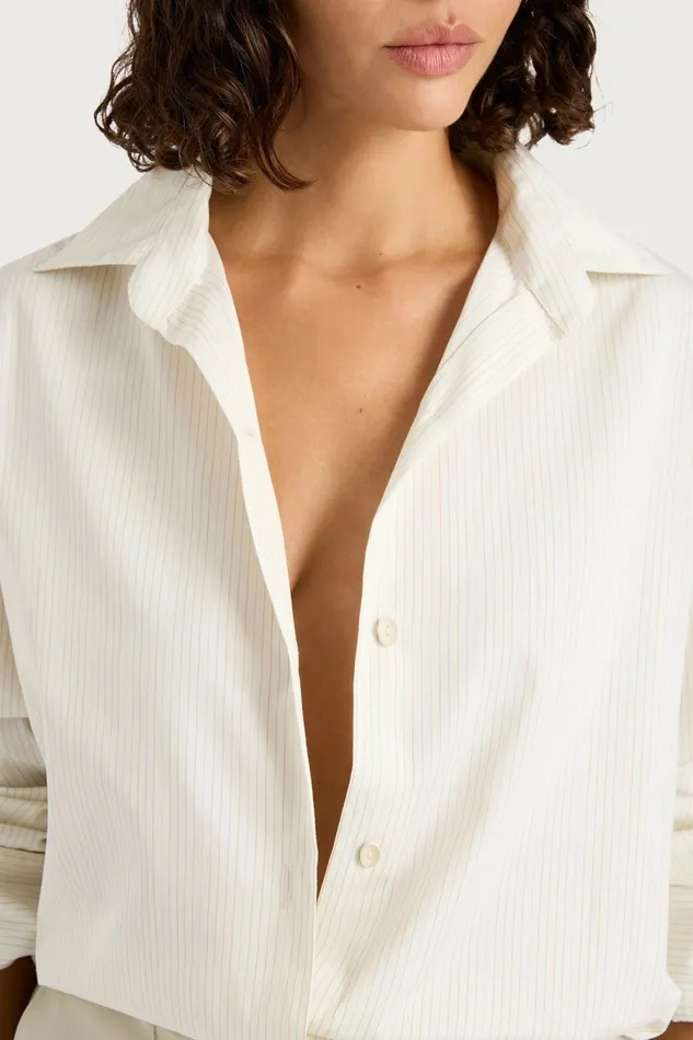 Women Faithfull The Brand Tops Freja Shirt Cream Pinstripe