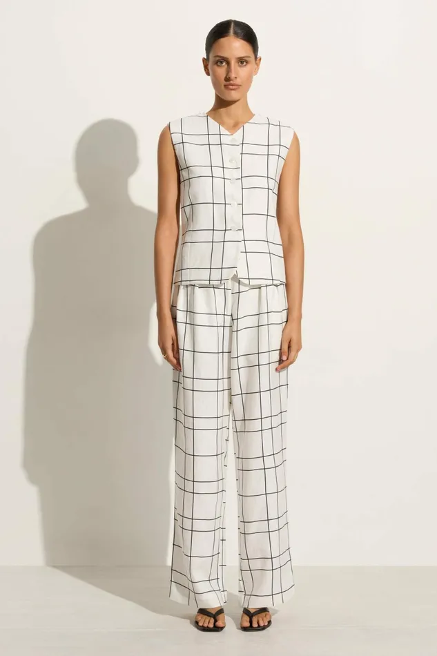 Women Faithfull The Brand Tops Genio Vest Letizia Check White 8211 Faithfull The Brand