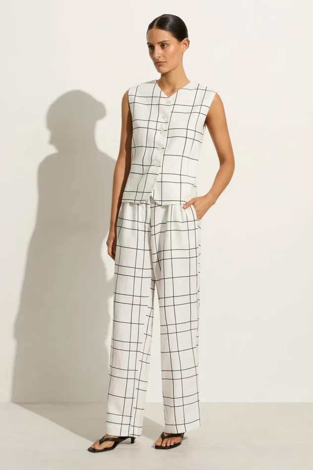 Women Faithfull The Brand Tops Genio Vest Letizia Check White 8211 Faithfull The Brand