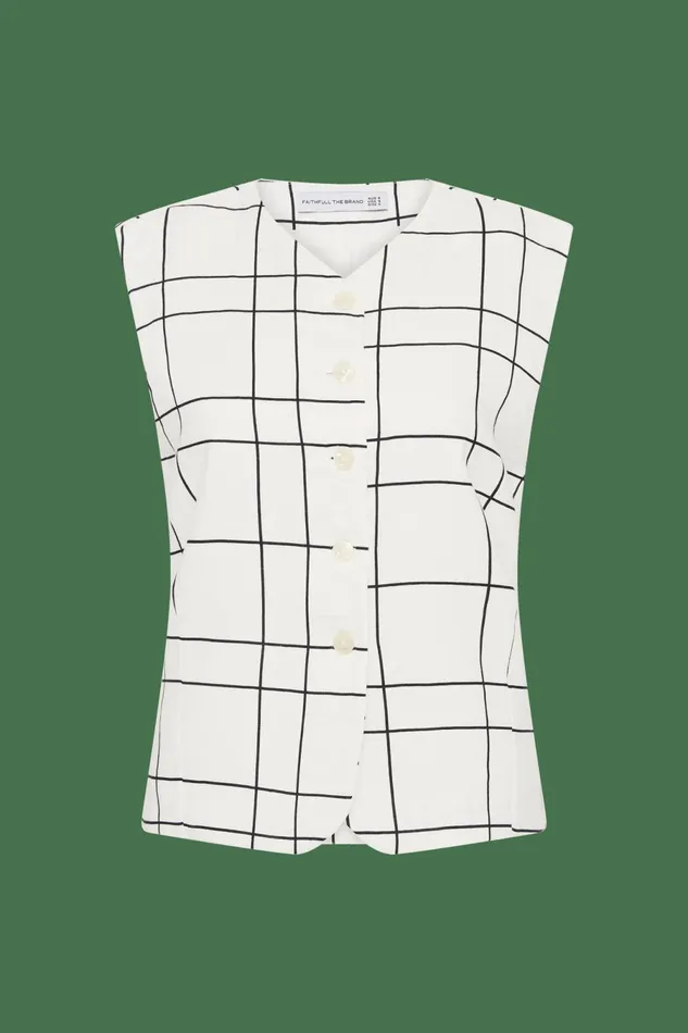 Women Faithfull The Brand Tops Genio Vest Letizia Check White 8211 Faithfull The Brand