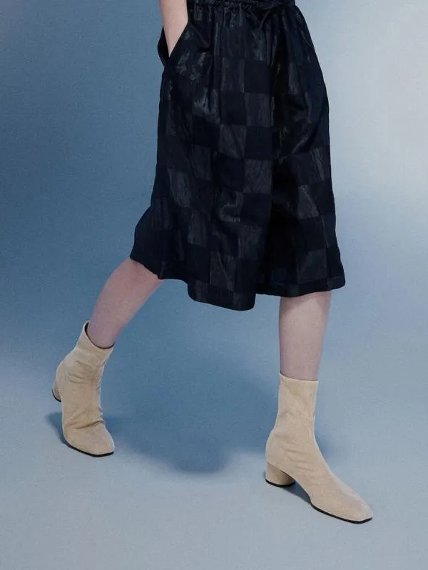 Women Faux Suede StitchTrim Heeled Ankle Boots 8211 Sand CHARLES and KEITH Boots