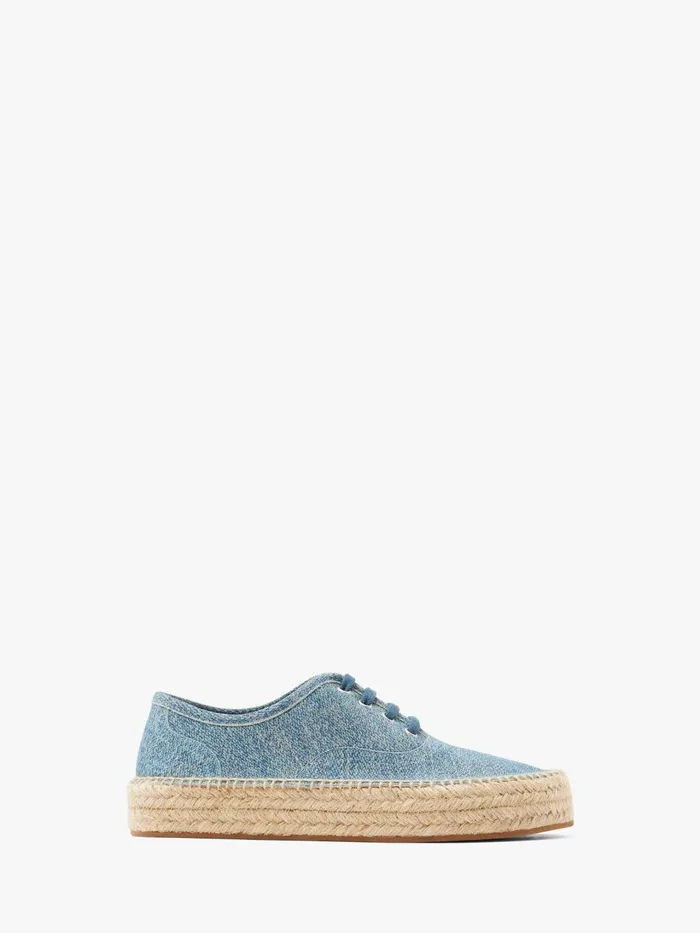 Women Flats JW Anderson SUEDE LACEFRONT PLATFORM ESPADRILLES Blue