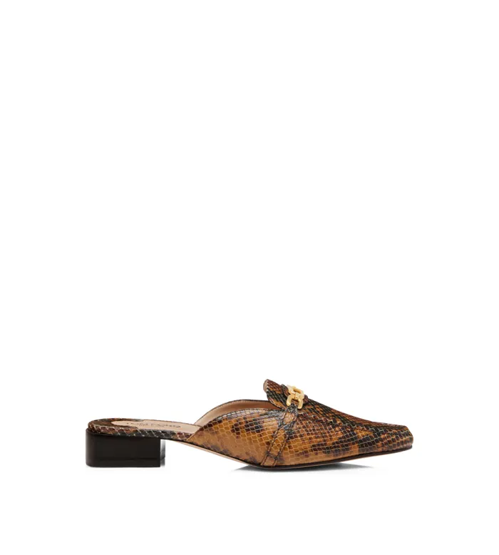 Women Flats Tom Ford Stamped Python Leather Whitney Slipper Caramel