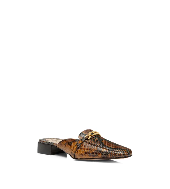 Women Flats Tom Ford Stamped Python Leather Whitney Slipper Caramel