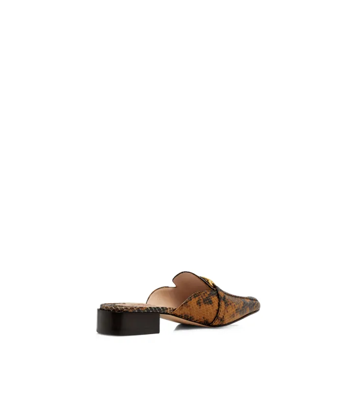 Women Flats Tom Ford Stamped Python Leather Whitney Slipper Caramel