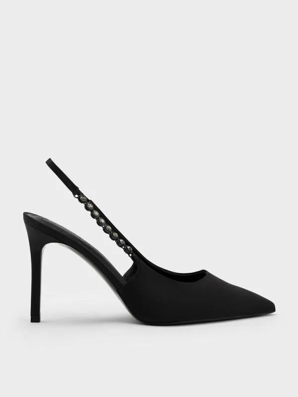 Women Flores GemStrap Slingback Pumps 8211 Black CHARLES and KEITH Pumps