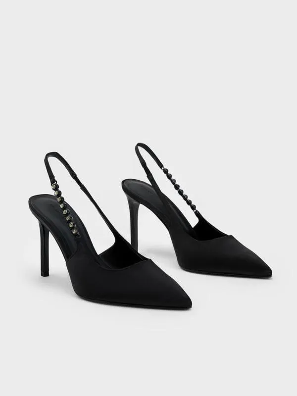 Women Flores GemStrap Slingback Pumps 8211 Black CHARLES and KEITH Pumps