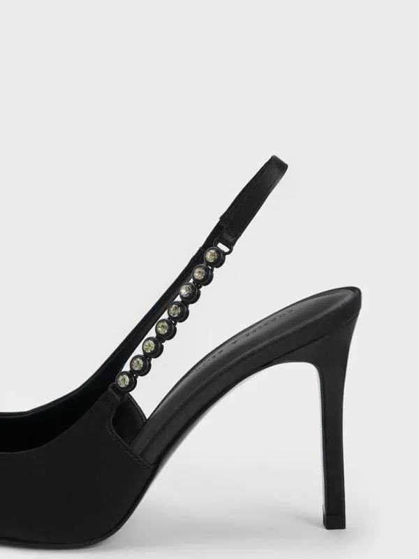 Women Flores GemStrap Slingback Pumps 8211 Black CHARLES and KEITH Pumps
