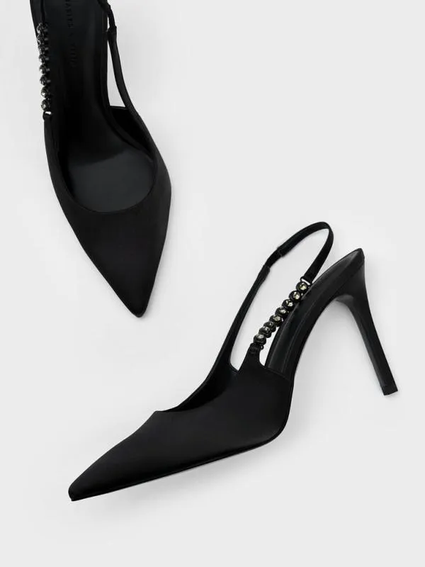 Women Flores GemStrap Slingback Pumps 8211 Black CHARLES and KEITH Pumps