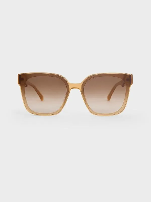 Women Freya Recycled Acetate Square Sunglasses 8211 Toffee CHARLES and KEITH Square Women Freya Recycled Acetate Square Sunglasses 8211 Toffee CHARLES and KEITH Square