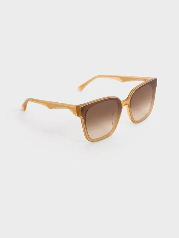 Women Freya Recycled Acetate Square Sunglasses 8211 Toffee CHARLES and KEITH Square
