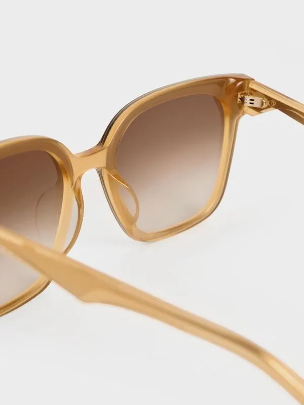 Women Freya Recycled Acetate Square Sunglasses 8211 Toffee CHARLES and KEITH Square
