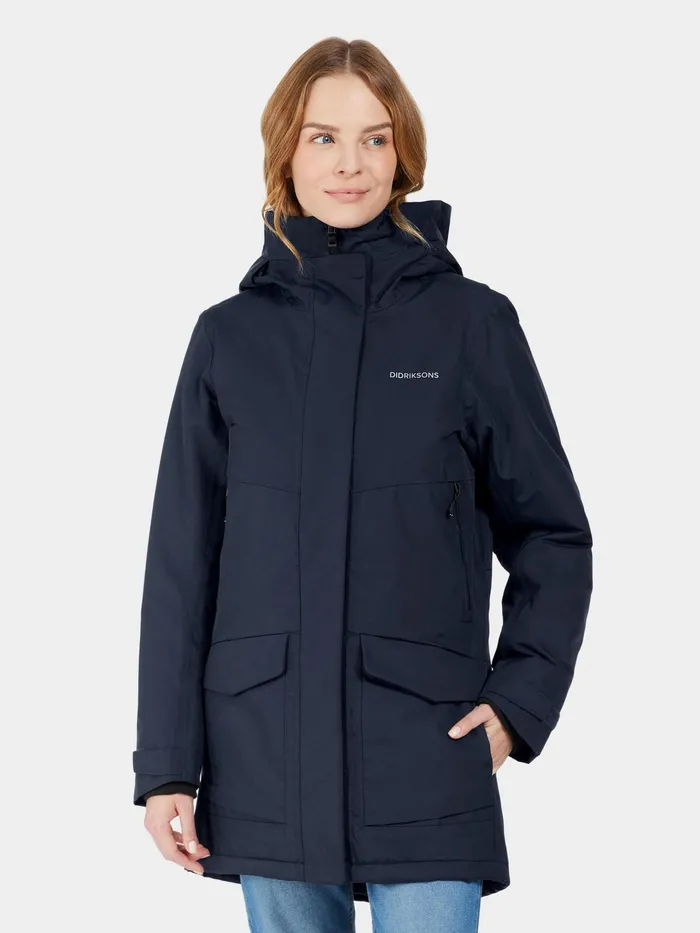 Women Frida Parka Dark Night Blue Didriksons Autumn Jackets