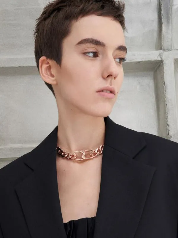 Women Gabine ChainLink Choker Necklace 8211 Rose Gold CHARLES and KEITH Necklaces