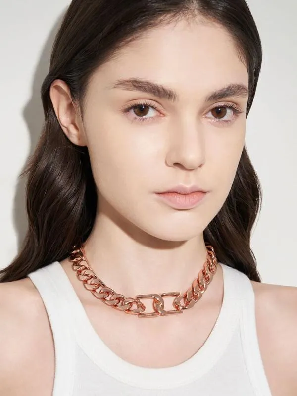 Women Gabine ChainLink Choker Necklace 8211 Rose Gold CHARLES and KEITH Necklaces