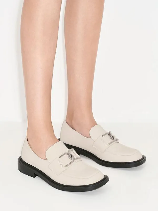 Women Gabine Leather Loafers 8211 Chalk CHARLES and KEITH Flats