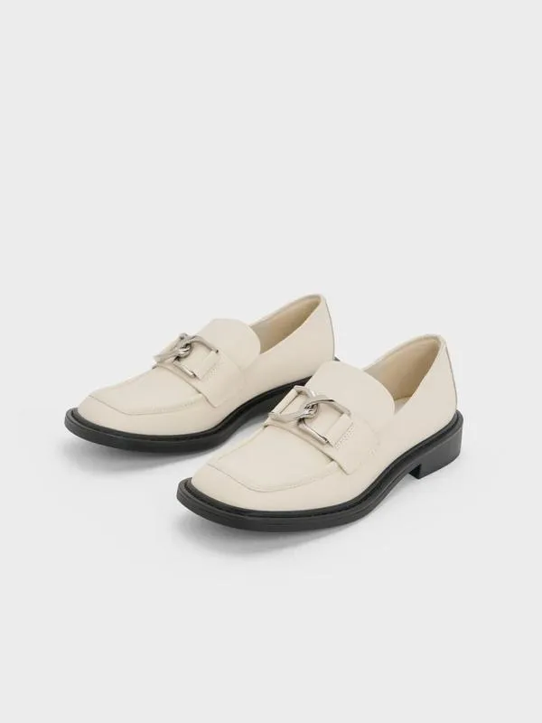 Women Gabine Leather Loafers 8211 Chalk CHARLES and KEITH Flats