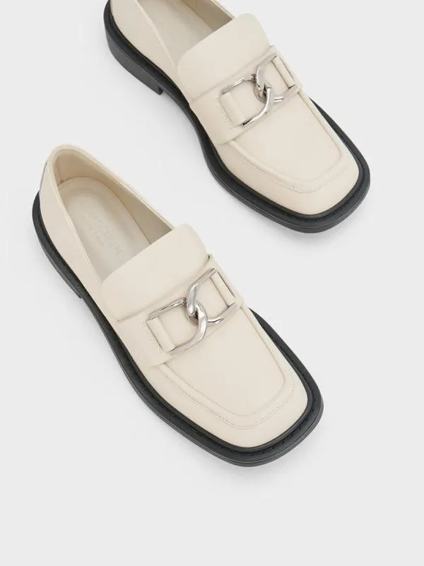 Women Gabine Leather Loafers 8211 Chalk CHARLES and KEITH Flats
