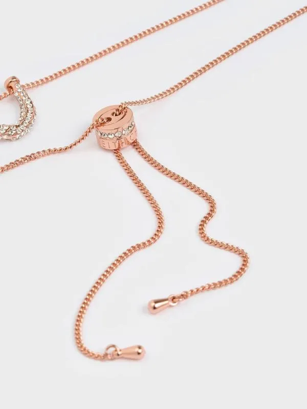 Women Gabine Swarovski Crystal Necklace 8211 Rose Gold CHARLES and KEITH Necklaces