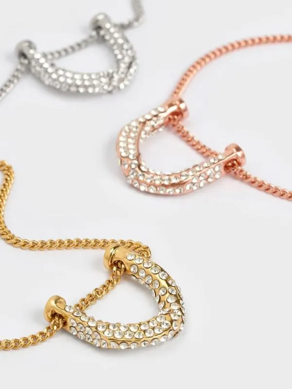 Women Gabine Swarovski Crystal Necklace 8211 Rose Gold CHARLES and KEITH Necklaces