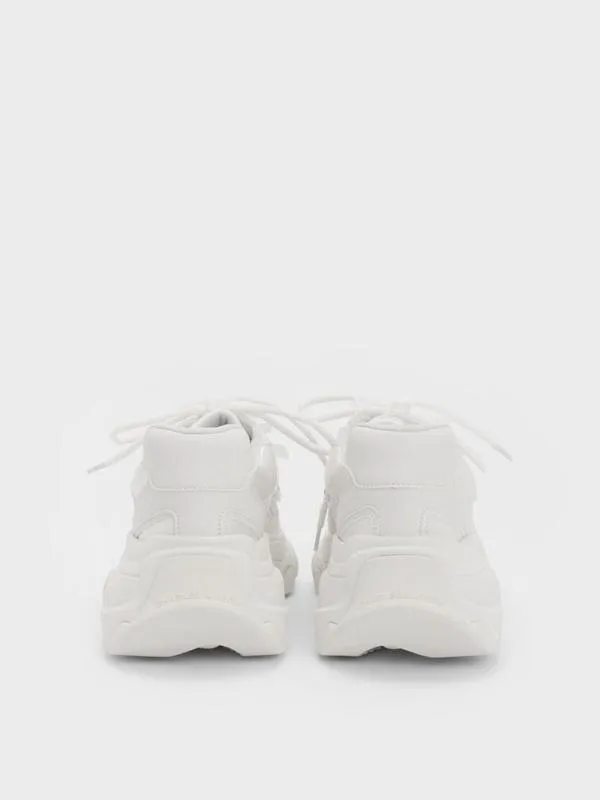 Women Gaskell FlowerEmbellished Chunky Sneakers 8211 White CHARLES and KEITH Sneakers