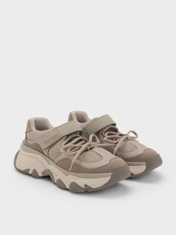 Women Gaskell Mesh Mary Jane Sneakers 8211 Taupe CHARLES and KEITH Sneakers