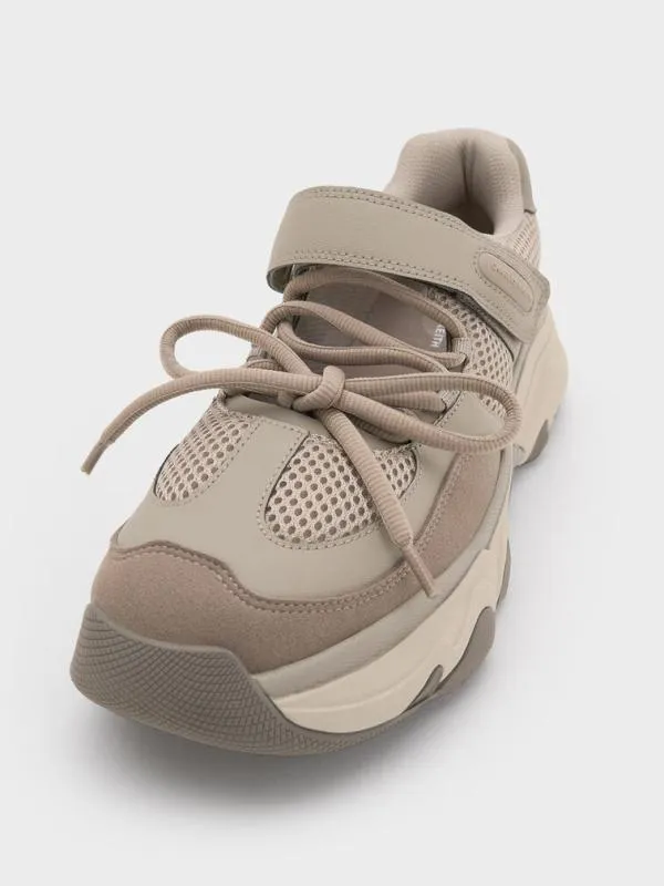 Women Gaskell Mesh Mary Jane Sneakers 8211 Taupe CHARLES and KEITH Sneakers