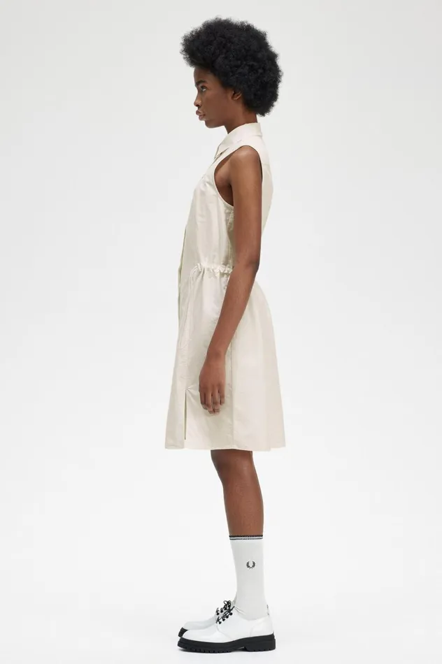 Women Gathered Sleeveless Shirt Dress Black Fred Perry Dresses