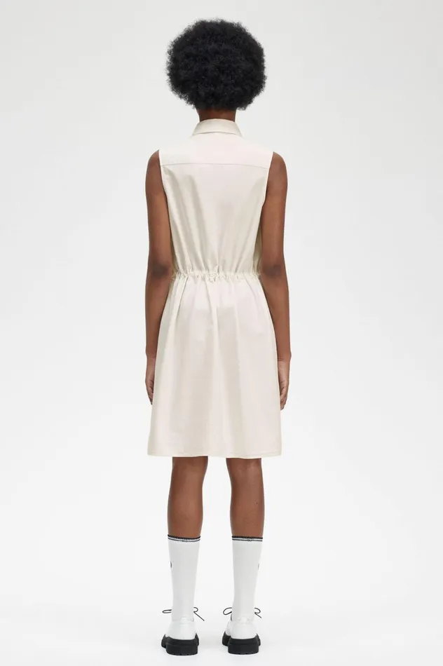 Women Gathered Sleeveless Shirt Dress Black Fred Perry Dresses