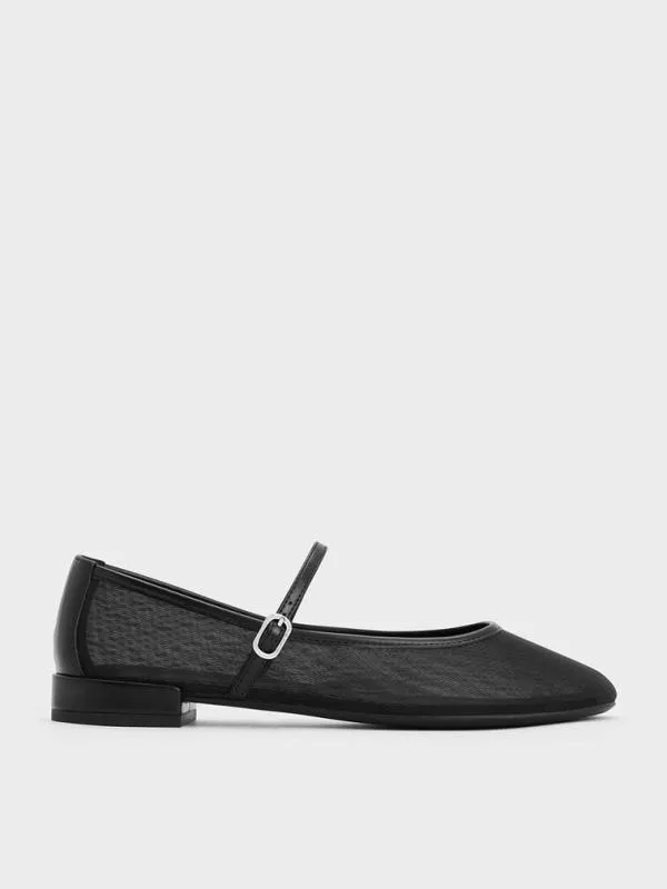 Women Gertrude Mesh Mary Jane Flats 8211 Black Textured CHARLES and KEITH Ballet Flats Women Gertrude Mesh Mary Jane Flats 8211 Black Textured CHARLES and KEITH Ballet Flats