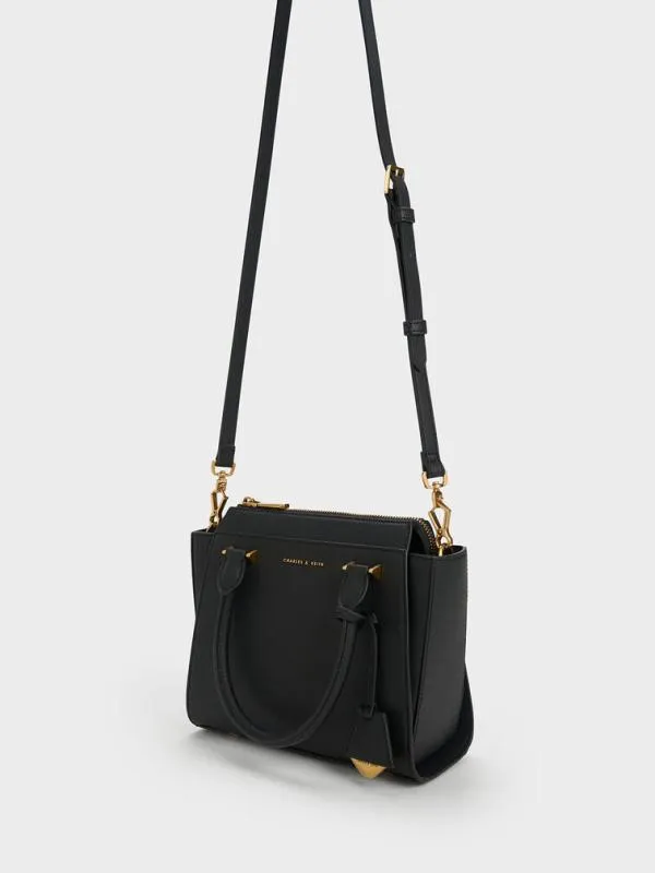 Women Harper Geometric Top Handle Bag 8211 Black CHARLES and KEITH Top Handle Bags