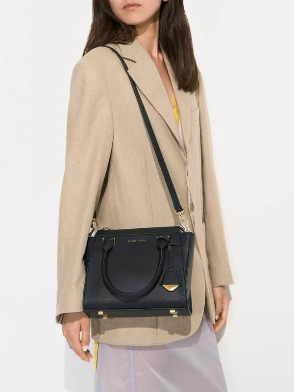 Women Harper Geometric Top Handle Bag 8211 Black CHARLES and KEITH Top Handle Bags