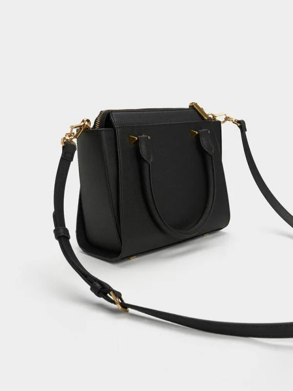 Women Harper Geometric Top Handle Bag 8211 Black CHARLES and KEITH Top Handle Bags