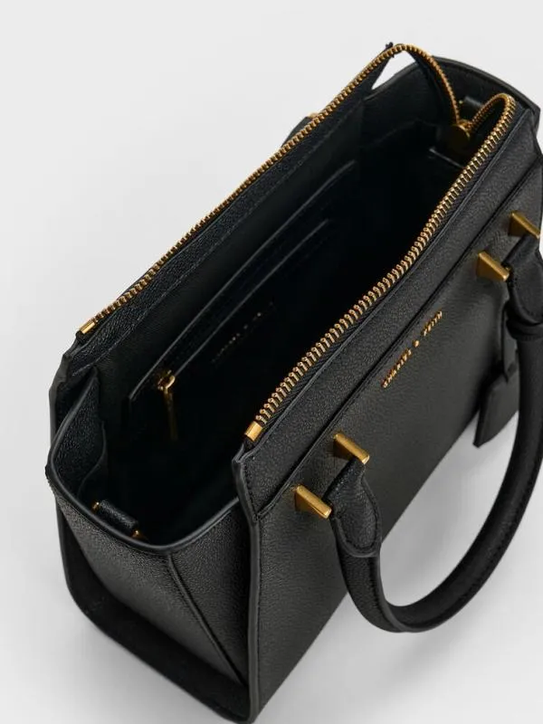 Women Harper Geometric Top Handle Bag 8211 Black CHARLES and KEITH Top Handle Bags