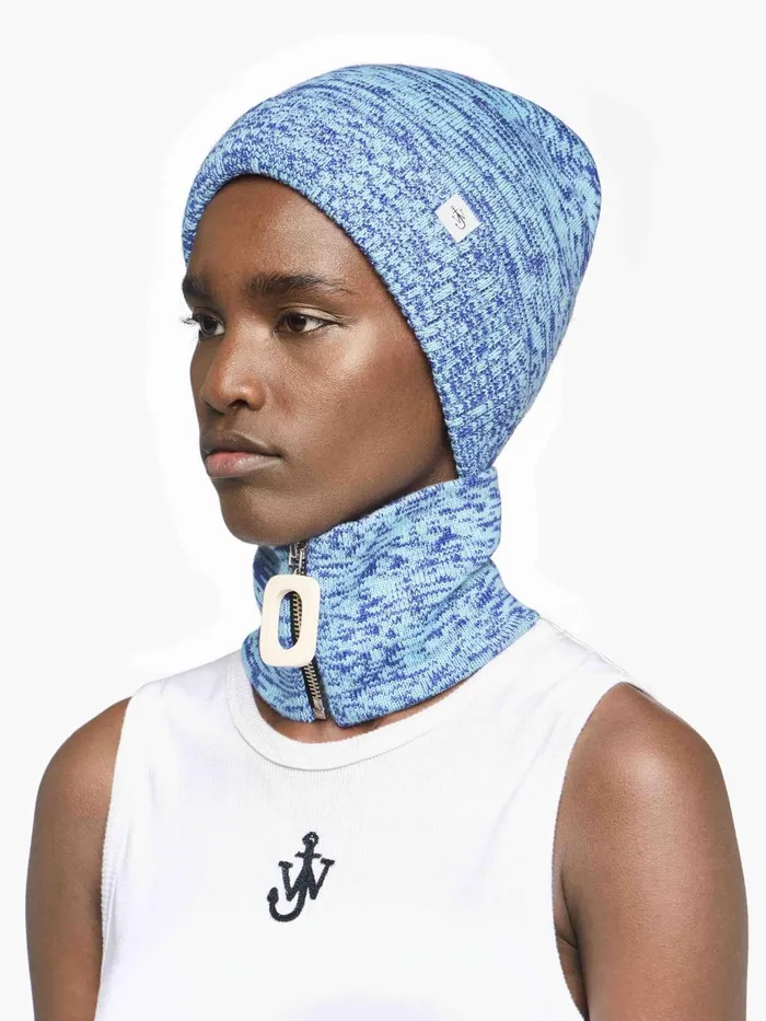 Women HATS JW Anderson KNITTED BEANIE HAT Aqua Women HATS JW Anderson KNITTED BEANIE HAT Aqua