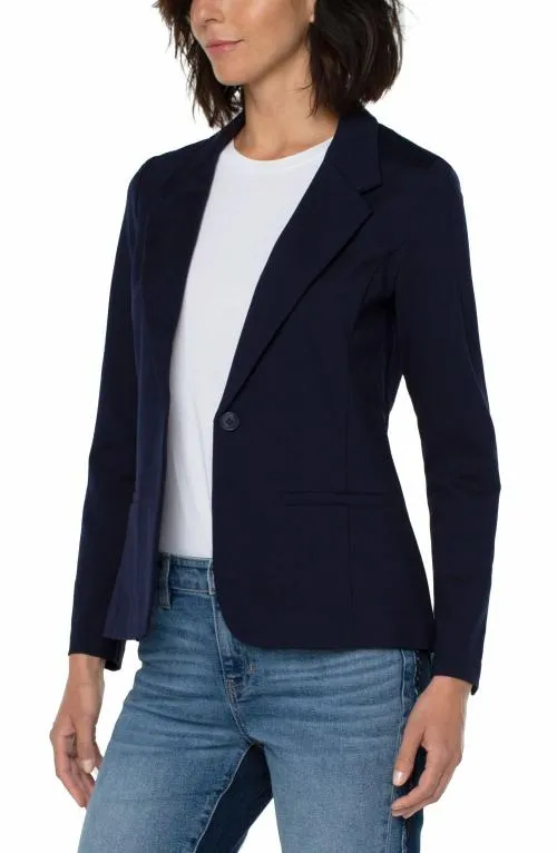 Women Jackets Liverpool Los Angeles Fitted Blazer Super Stretch Cadet Blue