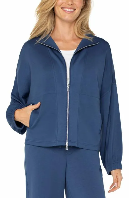 Women Jackets Liverpool Los Angeles Zip Up Funnel Neck Jacket Prussian Blue