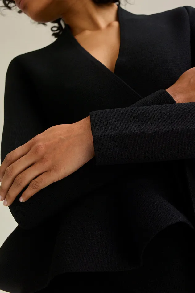 Women Jackets Scanlan Theodore CREPE KNIT WRAP JACKET BLACK