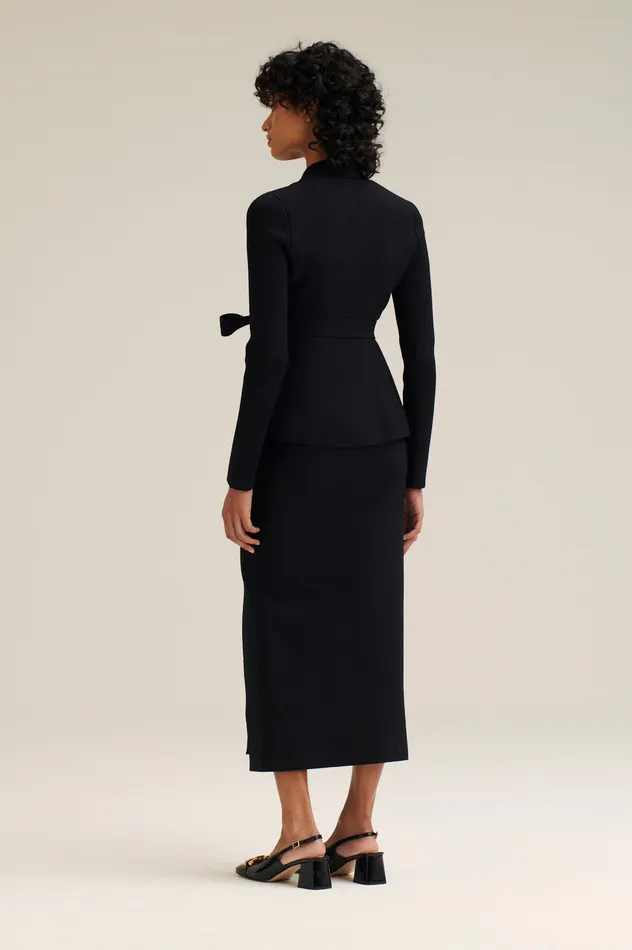 Women Jackets Scanlan Theodore CREPE KNIT WRAP JACKET BLACK