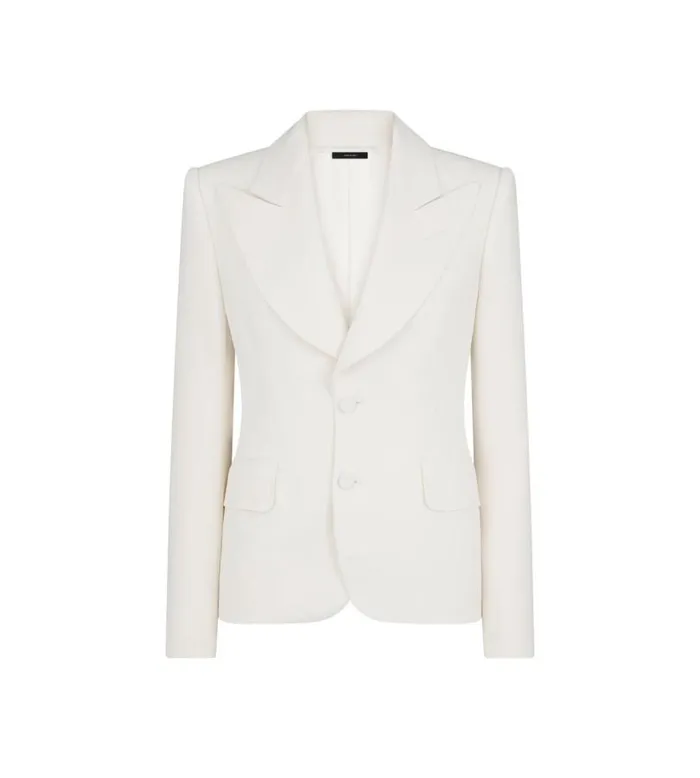Women Jackets Tom Ford Double Silk Georgette Jacket Chalk