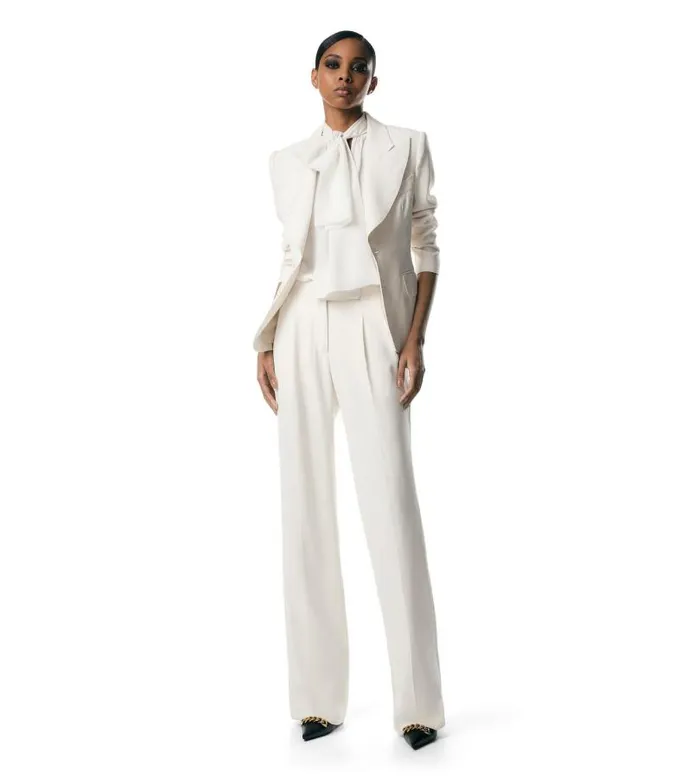 Women Jackets Tom Ford Double Silk Georgette Jacket Chalk