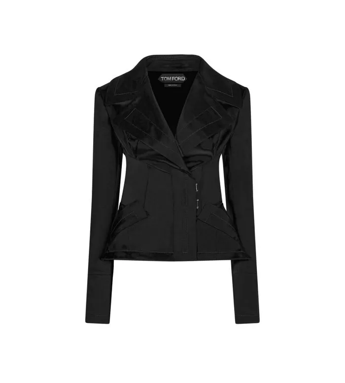 Women Jackets Tom Ford Wrap Peplum Jacket Black
