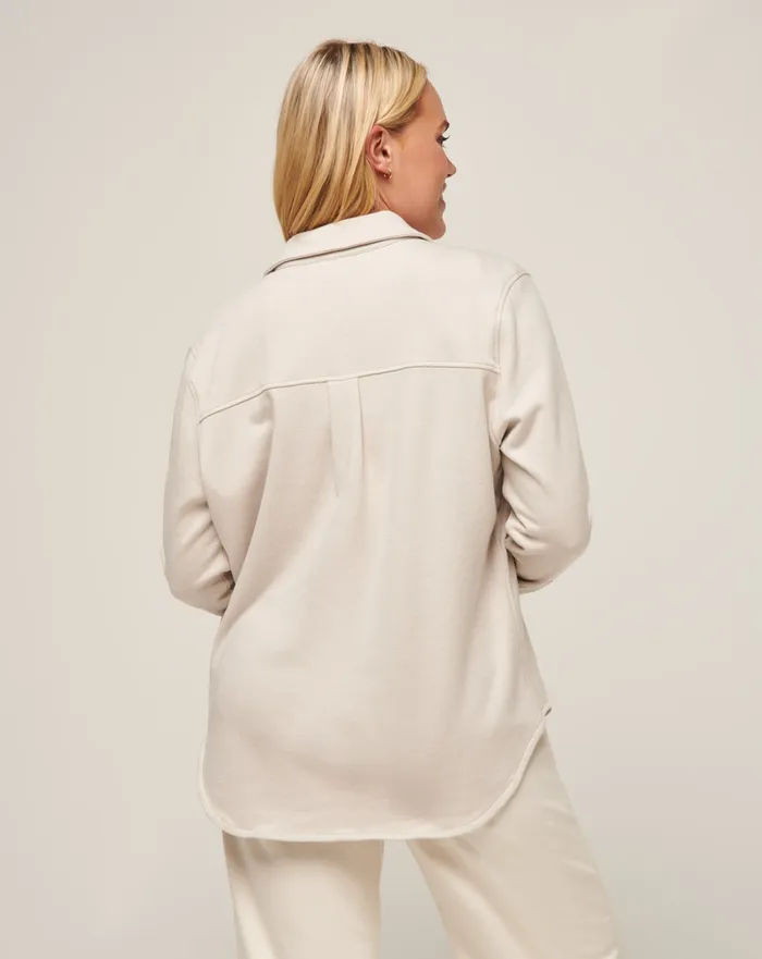 Women Jackets TravisMathew CLOUD FLEECE SHACKET Heather Pumice Stone