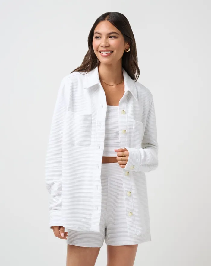 Women Jackets TravisMathew COASTAL RIB YACHT ME SHACKET White