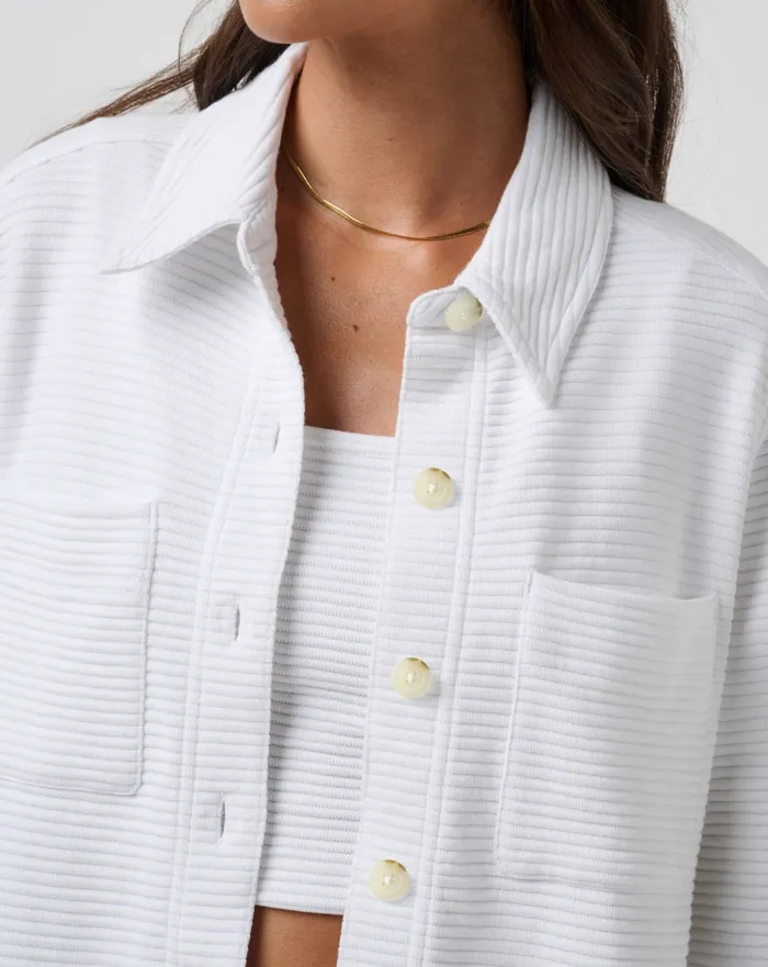 Women Jackets TravisMathew COASTAL RIB YACHT ME SHACKET White
