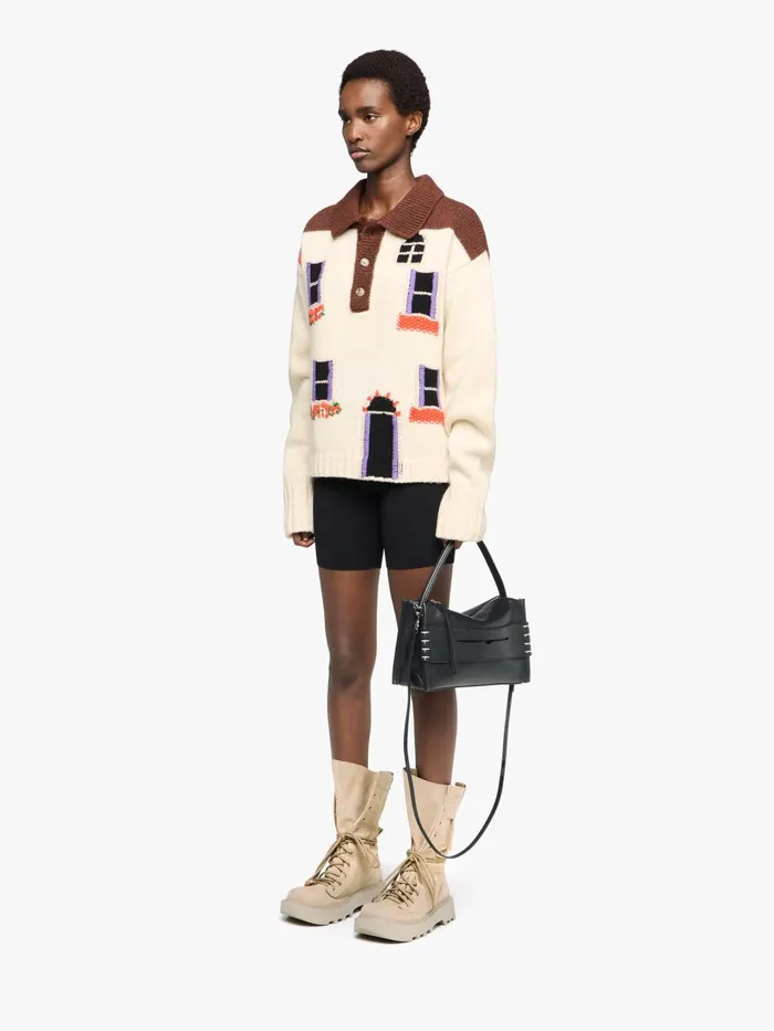 Women Knitwear JW Anderson 039HOUSE039 INTARSIA POLO SWEATER Flax