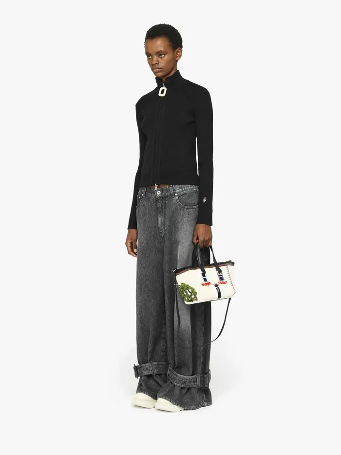 Women Knitwear JW Anderson FITTED ZIP UP CARDIGAN Black Women Knitwear JW Anderson FITTED ZIP UP CARDIGAN Black