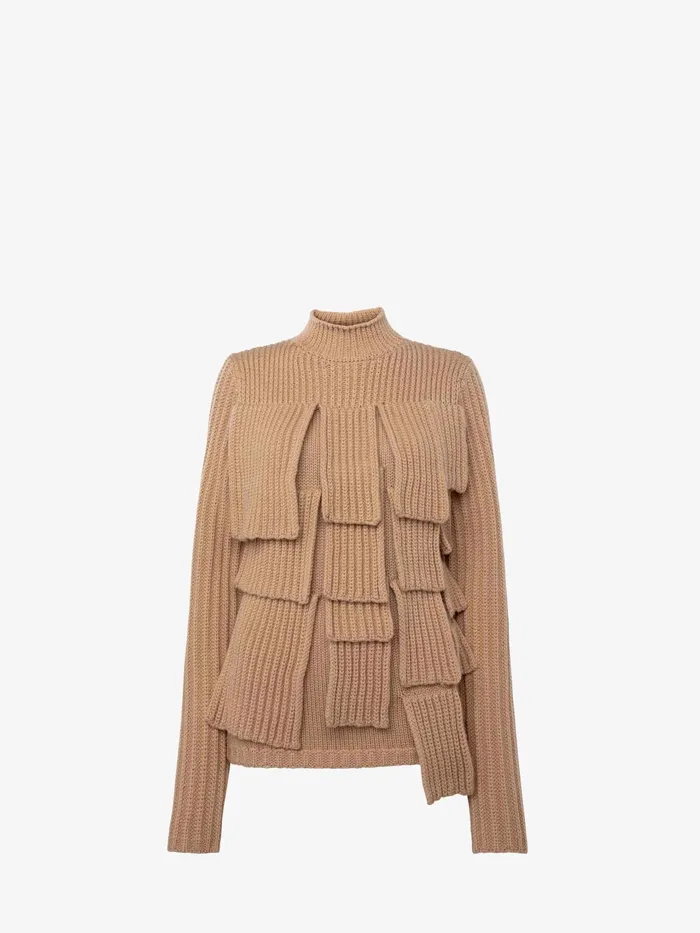 Women Knitwear JW Anderson PANELLED FLAP SWEATER Flax